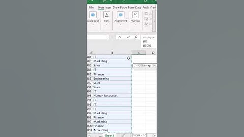 AUTOMATICALLY FIND UNIQUE VALUES IN EXCEL WITH UNIQUE FUNCTION! #shortvideo #excel #viral #exceltips