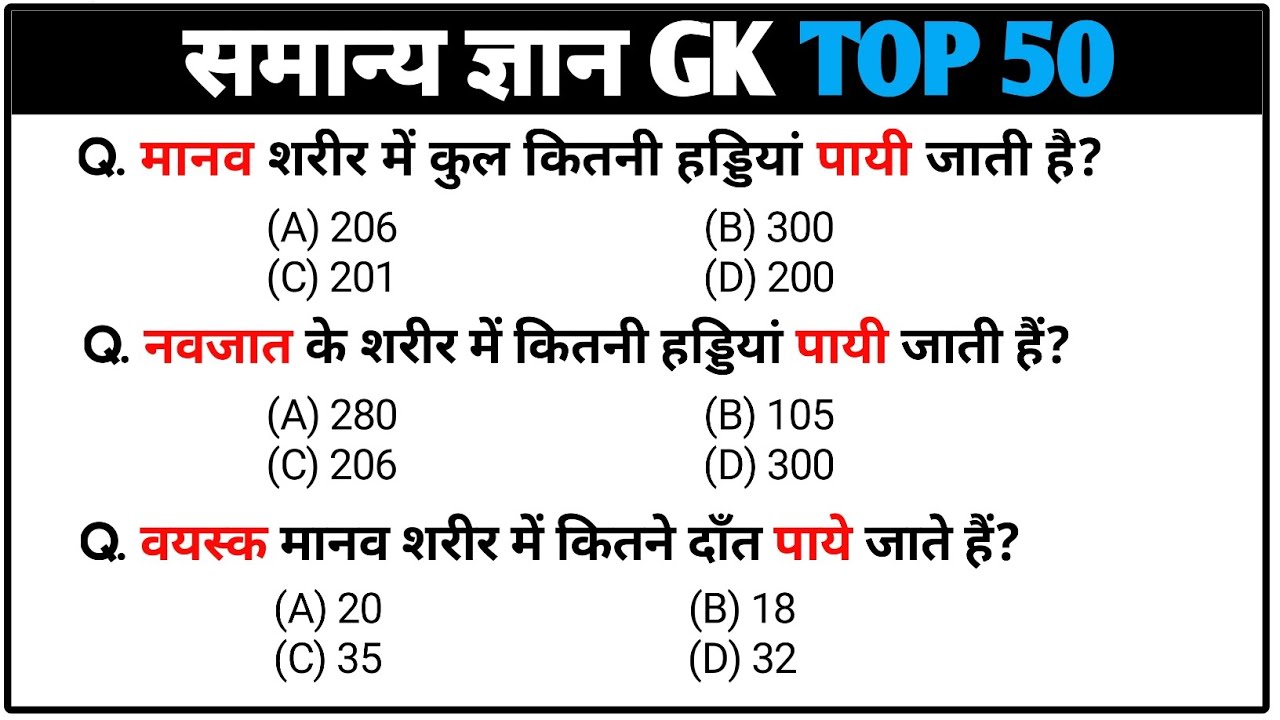 समान्य ज्ञान | General Knowledge | Top 50 GK/GS Question | SSC GD, MTS, RPF, CRPF | GK QUIZ | PET