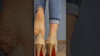 Open Toe Den High Heels Sounds, Tapping, Walking. A Little Bit Of Shoeplay.