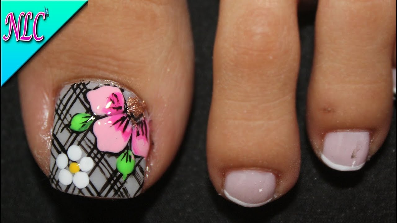 Diseno De Unas Para Pies Flores Facil De Hacer Flowers Nail Art Nlc Youtube