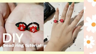 DIY flower bead ring easy tutorial✨[ENG SUB]