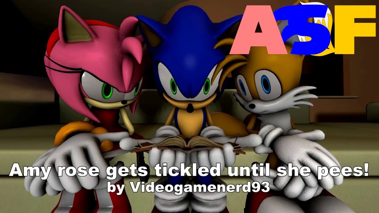 Sonic, Tails, and Amy read "Amy rose gets tickled until ...