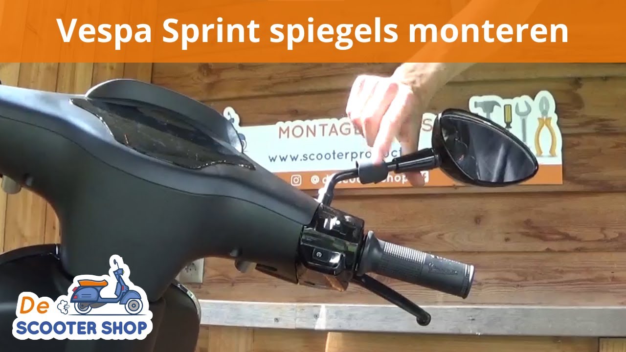 Spiegels Vespa Sprint/Primavera glans zwart monteren | Montagevideo - De  Scooter Shop - YouTube