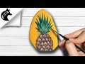 How to paint a pineapple rock painting tutorial for beginners