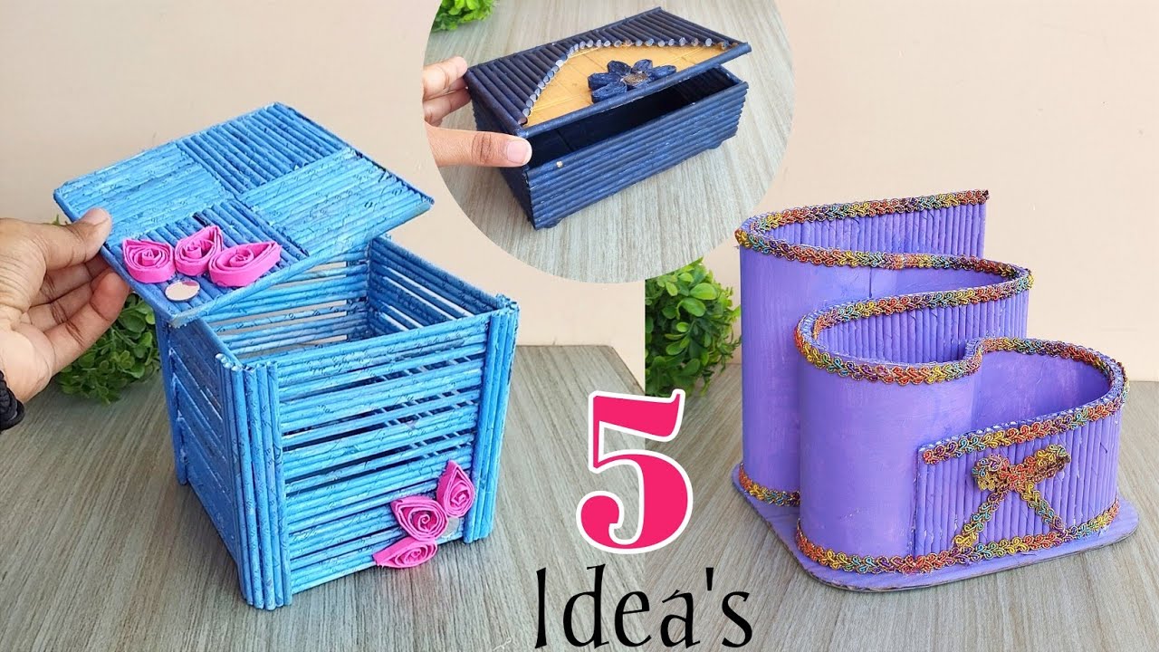 5 Easy and Creative Paper Craft ideas | DIY ideas Using waste material ...