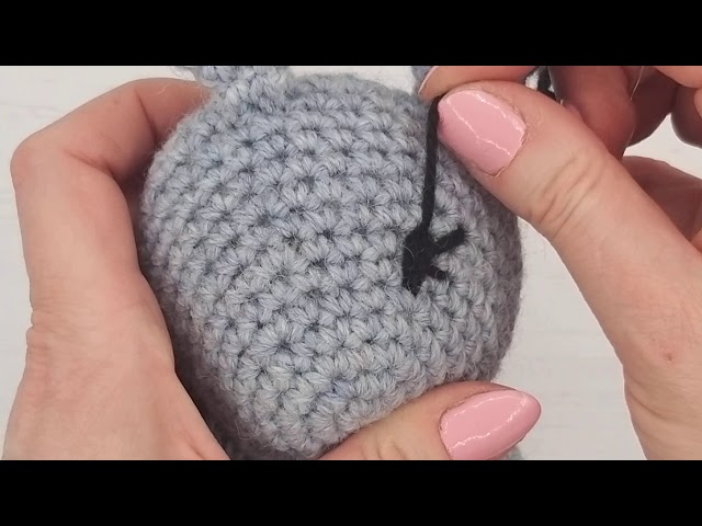 Bunny Video Tutorial 23 - Sewing Open Eyes. Learn to Crochet with Wee Woolly Wonderfuls class=