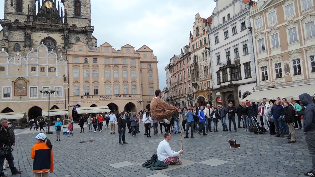 levitating guys in Prague