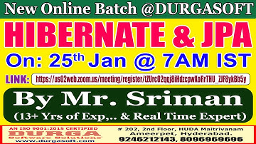HIBERNATE & JPA Online Training in DURGASOFT