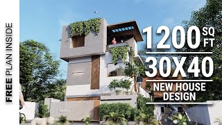 30 x 40 Modern House Plan | BRAND NEW HOUSE| 1200 sqft | With 2 Balcony and Car Parking