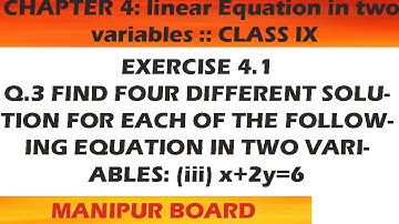 LINEAR  EQUATION IN TWO VARIABLES || CLASS IX MATH EX.4.1 Q.3 (iii) || MANIPUR BOARD