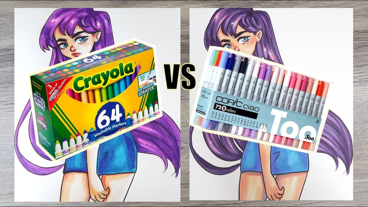 CRAYOLA MARKER VS COPIC MARKER PROFESSIONAL MARKER vs KIDS MARKER