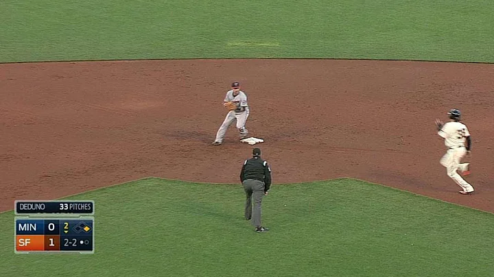 MIN@SF: Twins turn inning-ending 5-4-3 double play