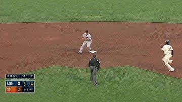 MIN@SF: Twins turn inning-ending 5-4-3 double play
