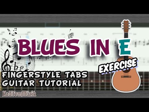Blues in E Easy Fingerstyle Guitar Exercise Tutorial Tabs