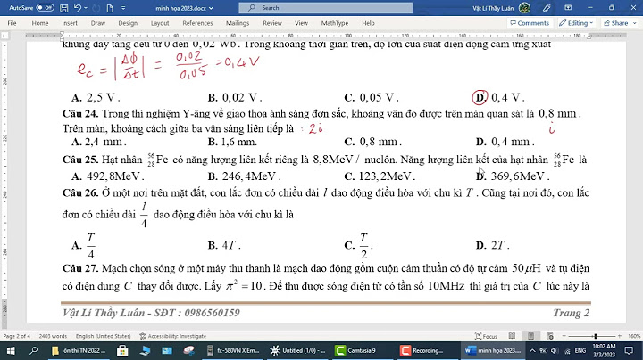 Hướng dẫn giải chi tiết đề thi vật lý 2023 năm 2024