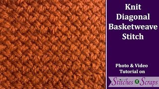 Knit Diagonal Basketweave Stitch