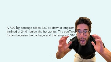 A 7.00 kg package slides 2.80 m down a long ramp that is inclined at 24.0∘ - Problem 6.64