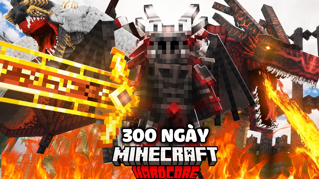 Mình Sinh Tồn 300 Ngày Minecraft Kỵ Sĩ Rồng Siêu Khó !!