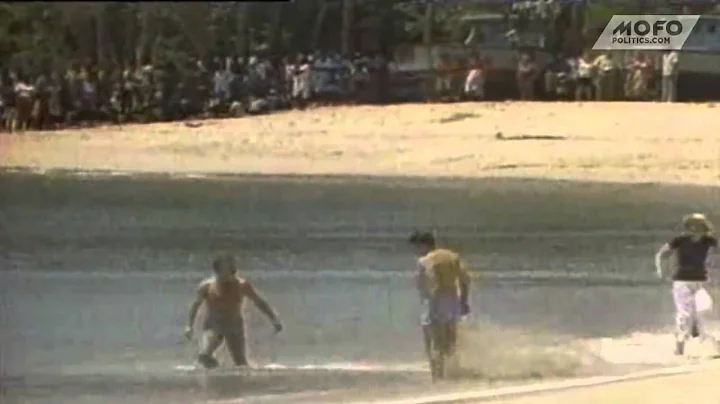 Ronald Reagan swims at Cobblers Cove, Barbados
