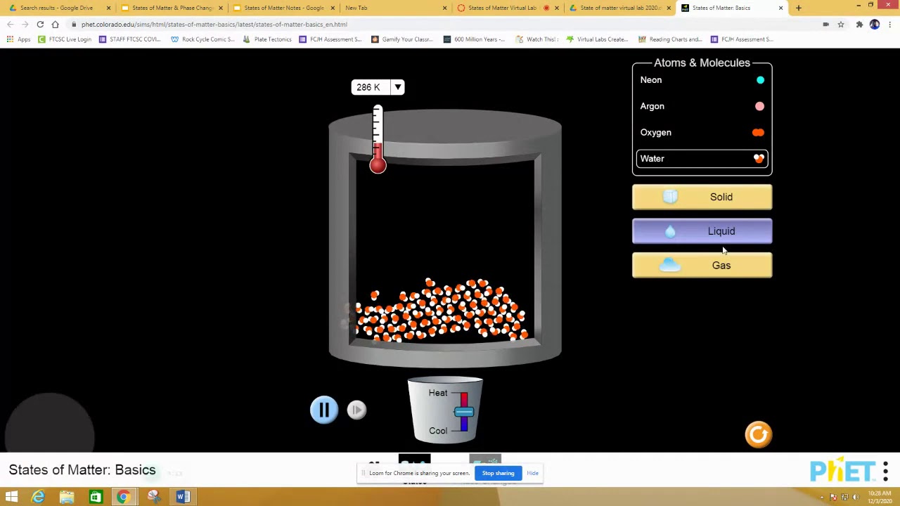 State of matter virtual lab 2020 Google Drive YouTube