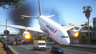 Huge A380 Nose Dive Emergency Landing On Busy Highway | GTA 5