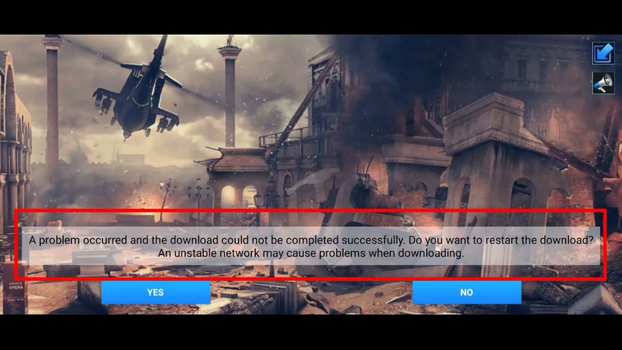Modern Combat 5 Mobile Fix A problem occurred & download could not be complete & Unstable network
