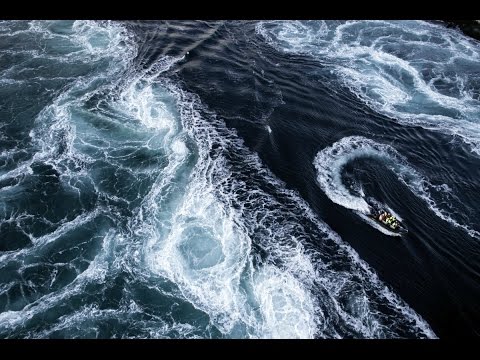 World strongest ocean current in action, Maelstrom Saltstraumen