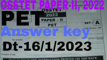 OSSTET Paper-II SOLVED DT-16/12/2023 PET Answer key BPED, MPED 150 Question with answer paper-2