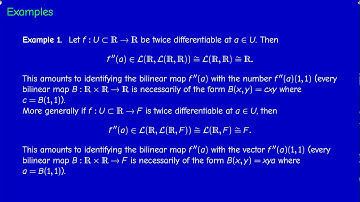 M3302 - Differential Calculus in Banach spaces - Section 4.1 Definitions and  examples - Part 1