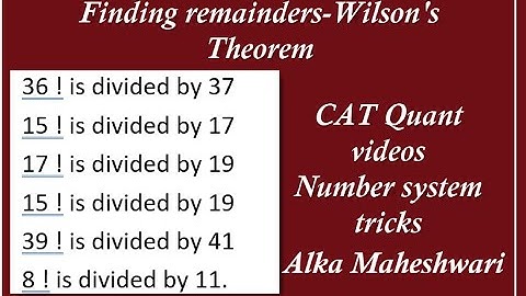Wilsons theorem for finding out the remainder part 2 CAT quantitative aptitude