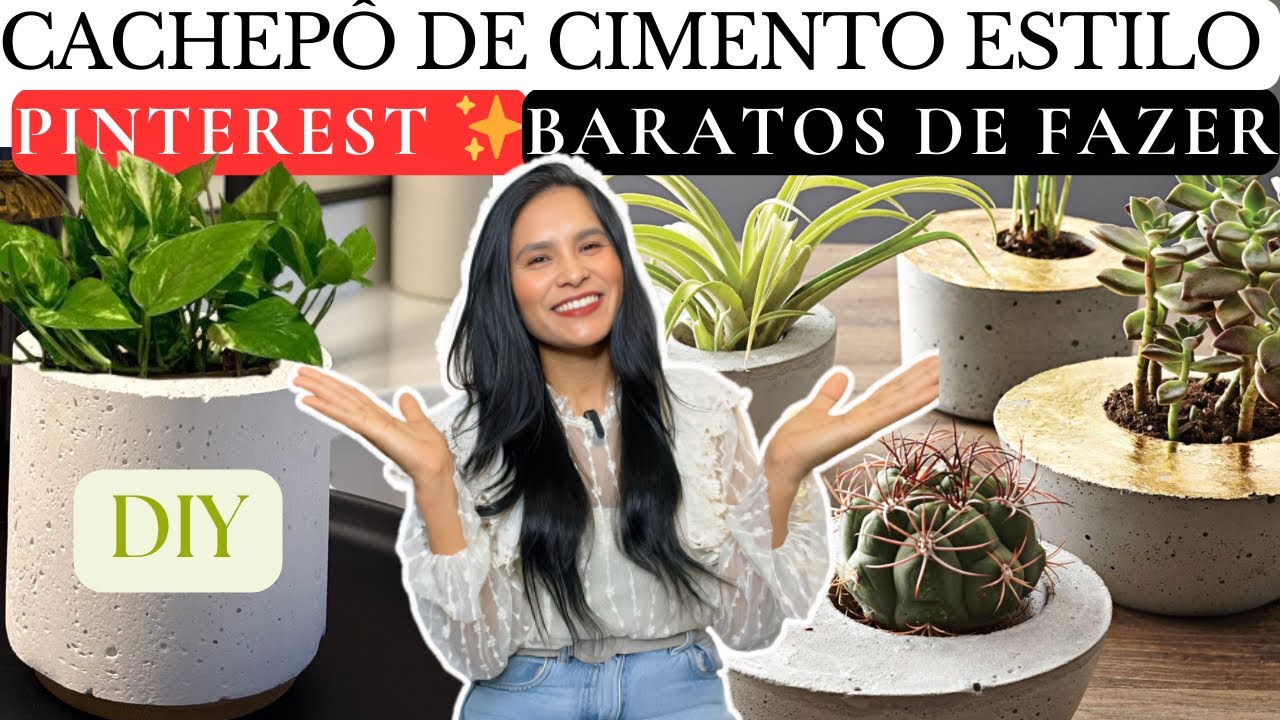 Cachepot de Cimento barato e fácil de fazer, lindos e na moda
