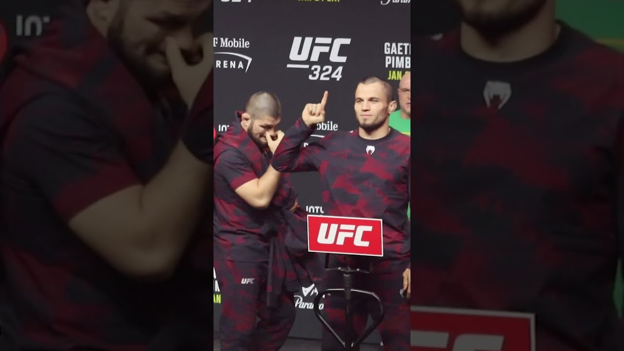 Khabib arrives on stage at weigh ins for Umar Nurmagomedov at 