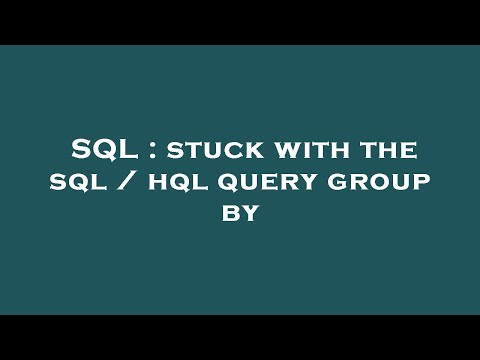 SQL : stuck
