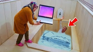 POOL in LENOVO PRANK! Kerem shocks Notebook PC Pool Throw Away