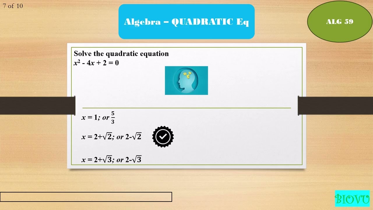 My Grandfathers' MATH - 59 [Algebra - QUADRATIC Eq]
