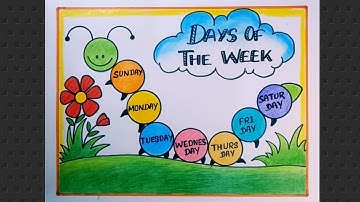 Days Of The Week Chart/ 7 Days Of The Week Drawing/Weekdays Name Drawing/ Days Name Chart Easy