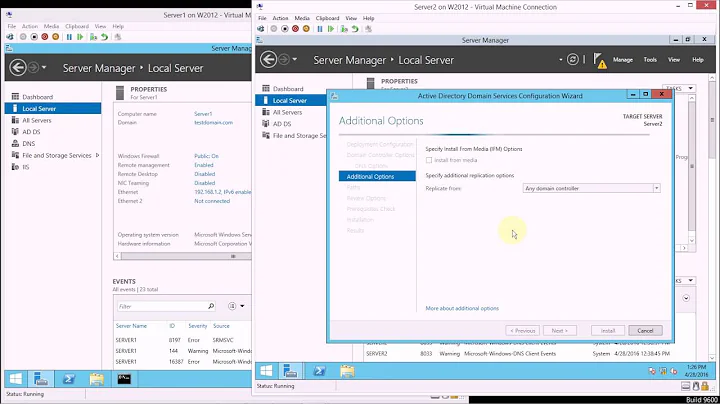 Adding an additional Domain Controller to an existing domain in Windows Server 2012 R2