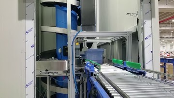 AmbaFlex Spiral Conveyor Multi Level Application with Boxes & Totes