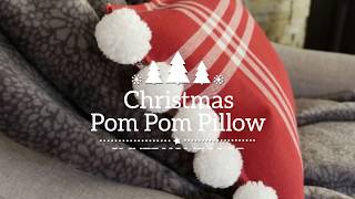 DIY Red and White Christmas Pom Pom Pillow