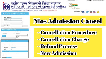 Nios Admission Cancellation Procedure Cancellation Charge Fee Refund | Task Is Helping (NIOS) #nios