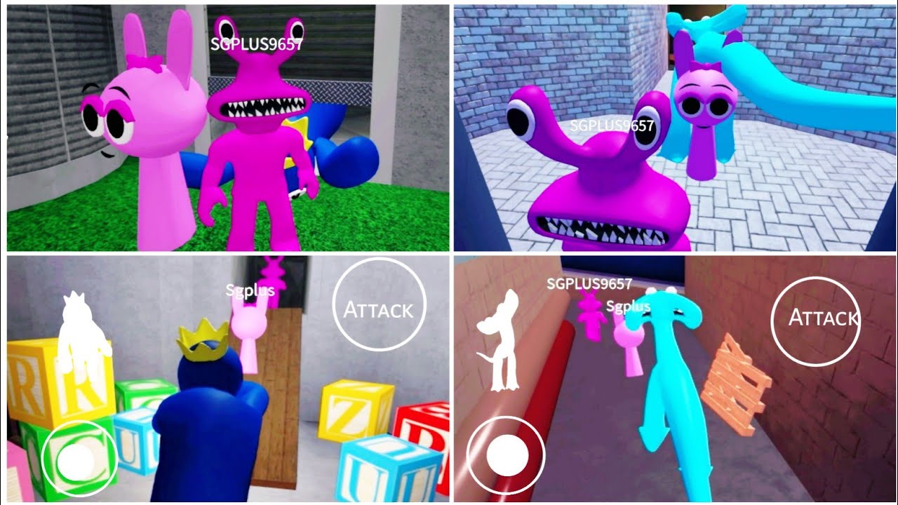 What If I Become Blue And Cyan In Rainbow Friends Chapter 1 2 Escape As Pink & Pink Sprunki