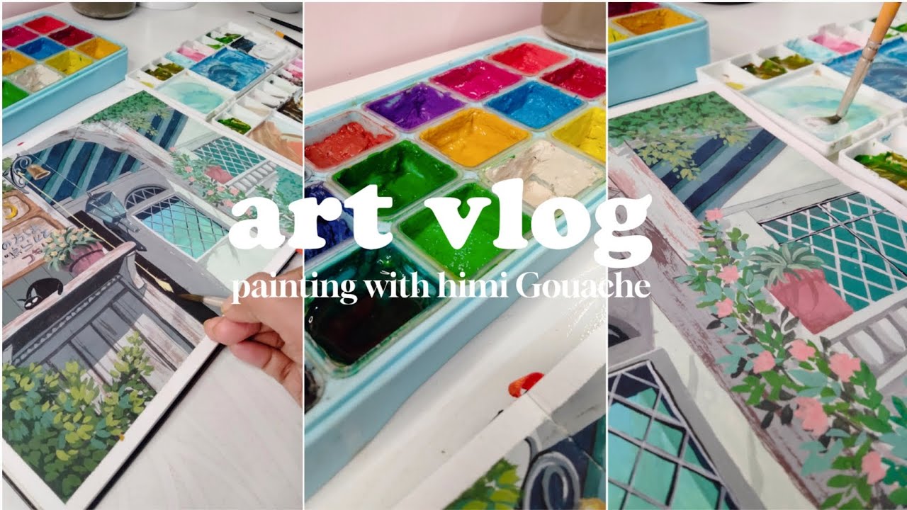 cozy art vlog 🌿 Painting Studio Ghibli Scene with Himi Jelly Gouache 🌱 ...