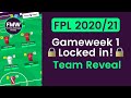 Team Reveal | FPL | Top 1k | Fantasy Football | FPL 2020/21 Gameweek 1