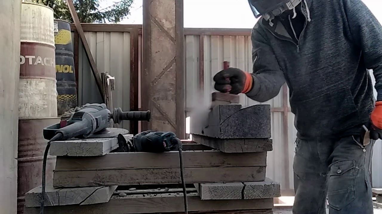 Резка камня, радиус на граните работал маленькой болгаркой 125й ...