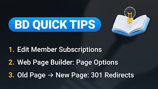Edit Subscriptions, Web Page Options & 301 Redirects Made Easy ⚡️ BD Quick Tips