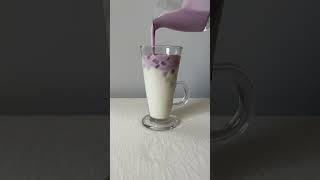 Iced Taro Latte 💜🥛 #shorts #tarolatte #homecafe #homemade #musttry #good #taro #healthy