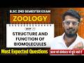 Structure and Functions of Biomolecules I B.Sc Zoology 2nd Semester ExamI Important Questions Unit-1