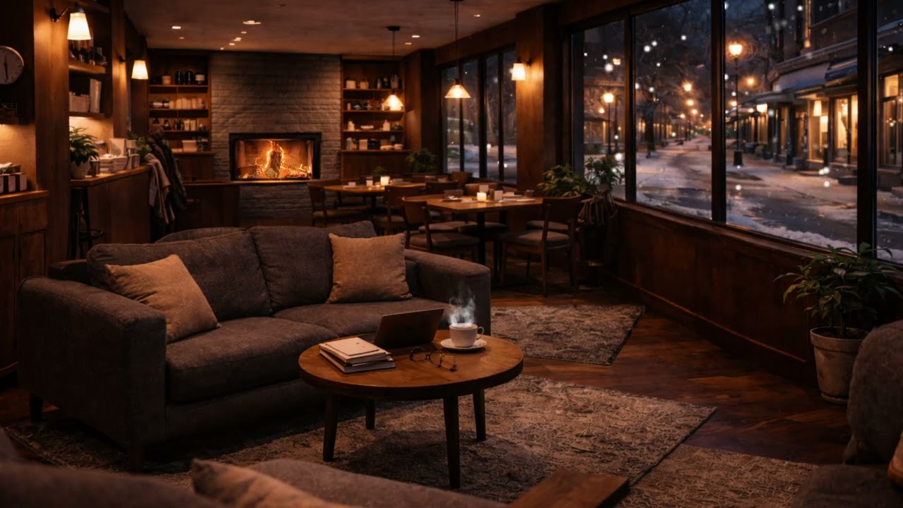 Cozy Jazz Club on a Winter Night❄️ Deep Focus, Relaxing Jazz, & Fireplace Sounds