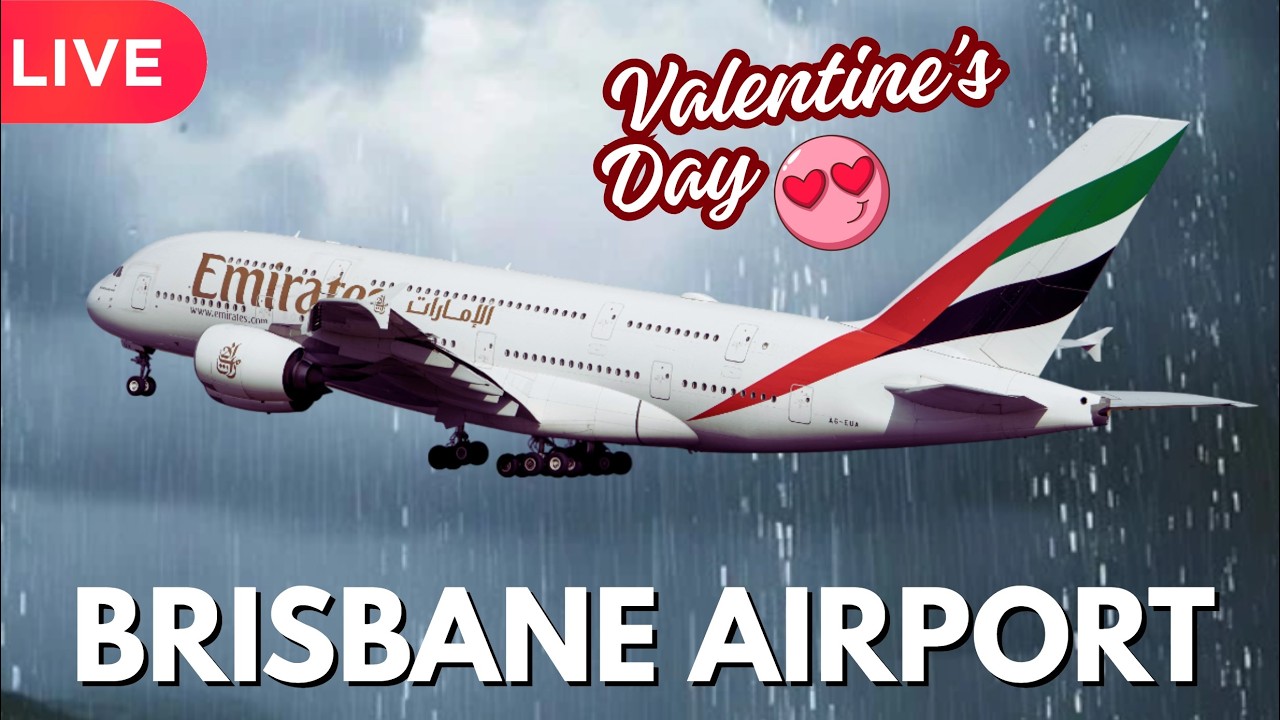 Rainy Conditions 🌧️ | Brisbane Airport LIVE on Valentine’s Day
