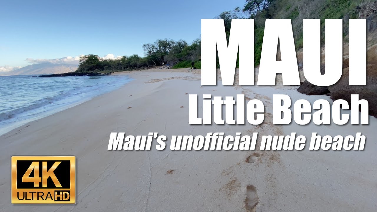 Full-length walk of Mauis unofficial nude beach, Little Beach, in Makena, Hawaii in the morning 4K